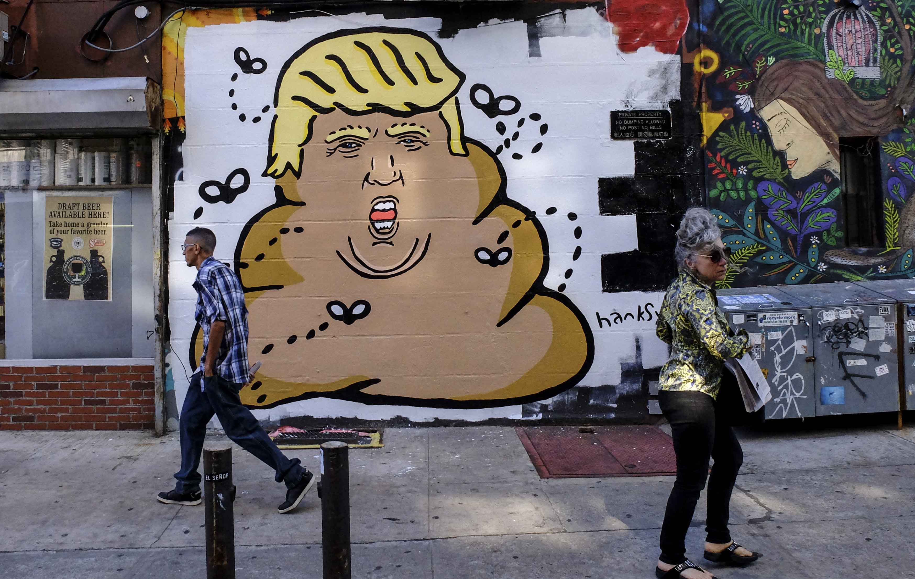 Anti Donald Trump Paiting Appears In Manhattan