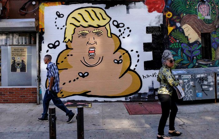Anti Donald Trump Paiting Appears In Manhattan